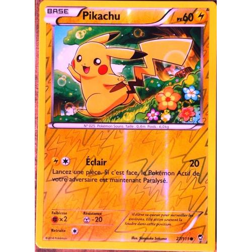 Carte Pokémon 27/111 Pikachu 60 Pv - Reverse Xy03 Poings Furieux Neuf Fr