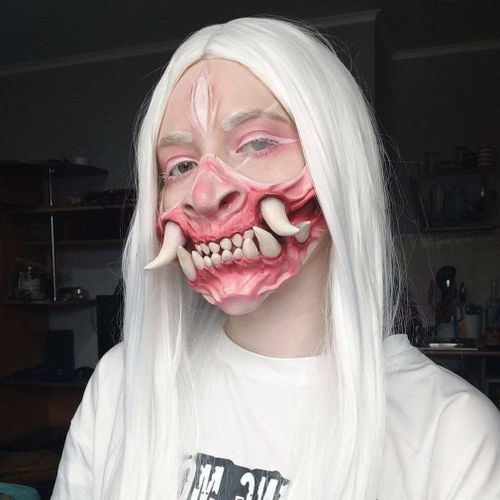 Masque En Latex Demi-Visage D'horreur, Ensemble De Tête, Jouet D'extérieur, Monstre Demi-Visage, Masque Osseux, Masque Cosplay, 2021