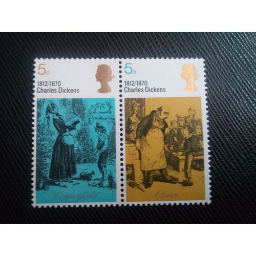 Timbre Angleterre Yt 593 - 594 Dickens & Wordsworth 1970 ( 00100305 )