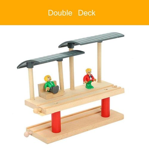 Accessoires De Voie De Train En Bois, Voie De Train En Bois, Avion, Aéroport, Double Plate-Forme, Rails De Voiture, Jouets Pour Enfants, Cadeau