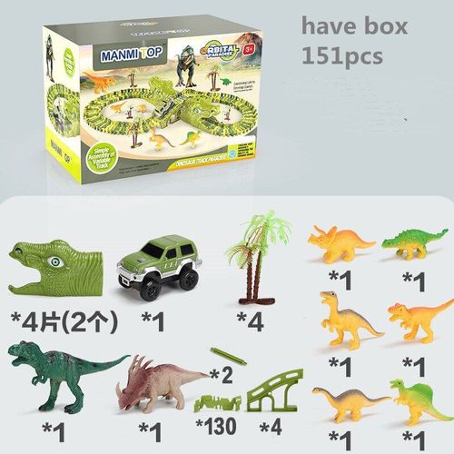Jouet De Piste De Voiture De Course De Dinosaure, Ensemble De Jouets Éducatifs, Courbe Flexible, Flash Lumineux, Cadeau Pour Enfants