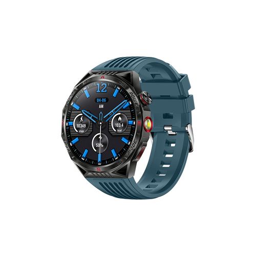 Rainbuvvy Ht28 Montre Intelligente 1,85 Pouce Surveillance Sportive, Surveillance De La Sante, Lampe De Poche, Boussole, Ip68 Etanche, Pointeur Laser, Montre De Sport En Plein Air Ios Android Bleu