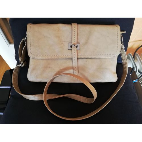 Sac À Mains Beige, Avec 3 Soufflets.