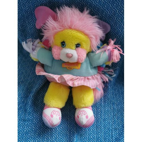 Peluche Popples Pom Pom Girl Jaune Rose 1987 Mattel Vintage