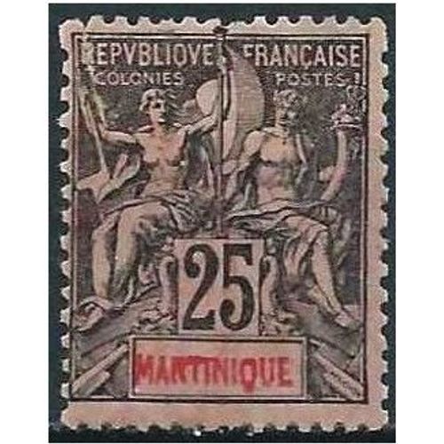 Ile De Martinique, Colonie Française 1892, Beau Timbre Yvert 38, Type Sage "Colonies" 25c. Noir Sur Rose, Neuf* -