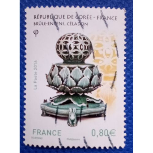 France 2016 Timbre Oblitéré Yt 5064 - République De Corée-France, Brûle-Encens, Céladon