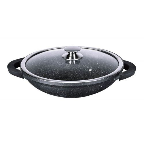 Wok Effet Pierre Avec Couvercle - Kamberg - Diamètre - 36 Cm