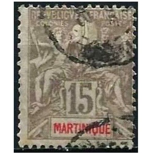 Ile De Martinique, Colonie Française 1899, Beau Timbre Yvert 46, Typz Sage "Colonies", 15c. Gris Et Rouge, Oblitéré, Tbe -