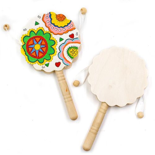Nouveaux Jouets En Bois Pour Bébé, Hochet Non Peint, Tambour À Granulés, Peinture Artisanale Pour Enfants, Jouets Musicaux Éducatifs Précoces Pour Bébé