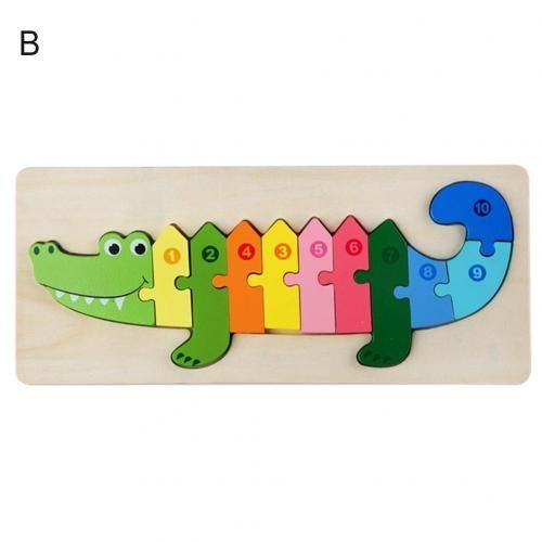 Bloc De Puzzle En Bois Dinosaure Girafe Animal Nombres, Jouet Éducatif Pour Enfants, Jouets Éducatifs En Bois Pour Enfants Montessori