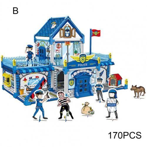 Puzzle De Coloriage 3d Pour Enfants, Jouet À Assembler Soi-Même, Modèle De Poste De Police, Bricolage De Peinture