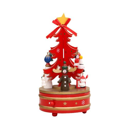Figurine D'arbre De Noël En Bois Avec Boîte À Musique, Décoration De Bureau, Boîte À Musique Tournante, Jouet Pour Enfants, Cadeau D'anniversaire De Noël