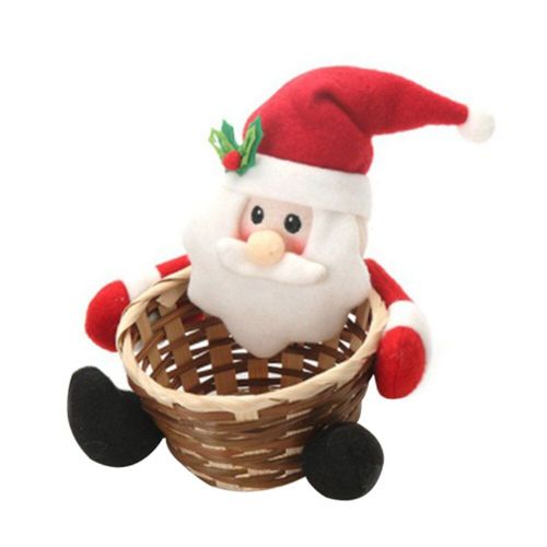 Panier à bonbons de noël en bambou, sac de rangement, père noël bonhomme de neige poupée Elk, décor de Table de noël, décoration du nouvel an, cadeau pour enfants