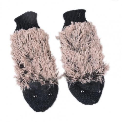 Gants D'hiver Pour Filles, 1 Paire, Tricoté, Coupe-Vent, Motif Animal De Dessin Animé, Hérisson, Pour Les Vacances