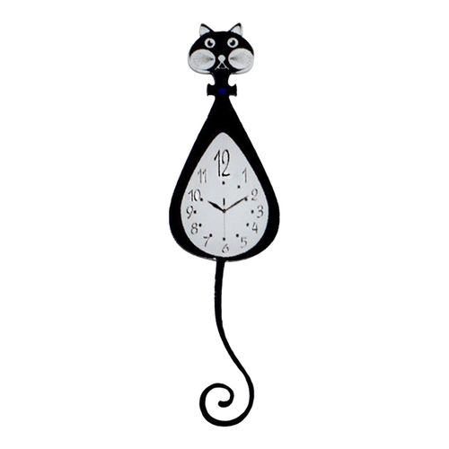 Horloge de chat noir échelle 1:6 pour maison de poupée, meubles miniatures, décoration murale pour chambre à coucher et salon, 1/12