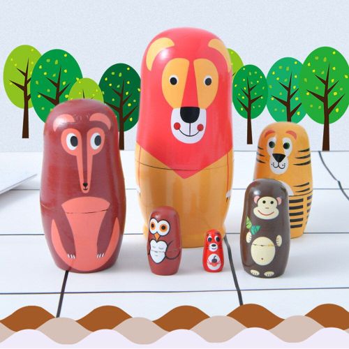 Poupée En Renard À Six Couches Peinte À La Main, Jouet Artisanal De Décoration, Jouet En Bois Pour Enfants, Ensemble De 6 Pièces
