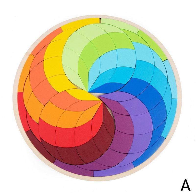 Puzzle En Bois Arc-En-Ciel Montessori Pour Enfants, Jouets, Blocs Géométriques D'imagination, Jeux De Mandala, Entraînement J F4n4