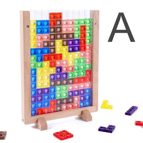 Puzzle Tetris En Bois Pour Enfants, Blocs Arc-En-Ciel, Jeux De Société, Formation À La Pensée Logique, Jouets Éducatifs, Tangram