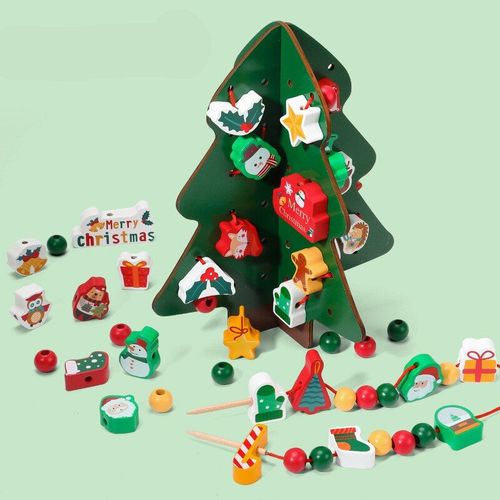 Jouet Éducatif Montessori En Bois Pour Bébé, Jouet De Noël, Jeu De Déguisement, Arbre De Noël, Bloc De Construction, Filetage, Empilage, Cadeau