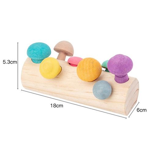 Jouets Éducatifs Montessori En Bois, Blocs En Bois Arc-En-Ciel, Jeu De Cueillette De Champignons, Jouets Pour Bébé, Forme Assortie, Assemblage, Préhension