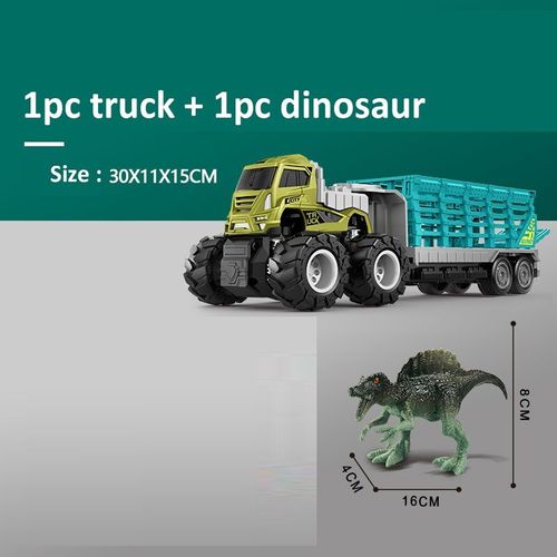 Voiture De Dinosaure À Inertie En Métal, Véhicule D'Ingénierie, Jouets Dominateur Résistants Aux Chutes Pour Garçons, Camion De Transport Pour Enfants