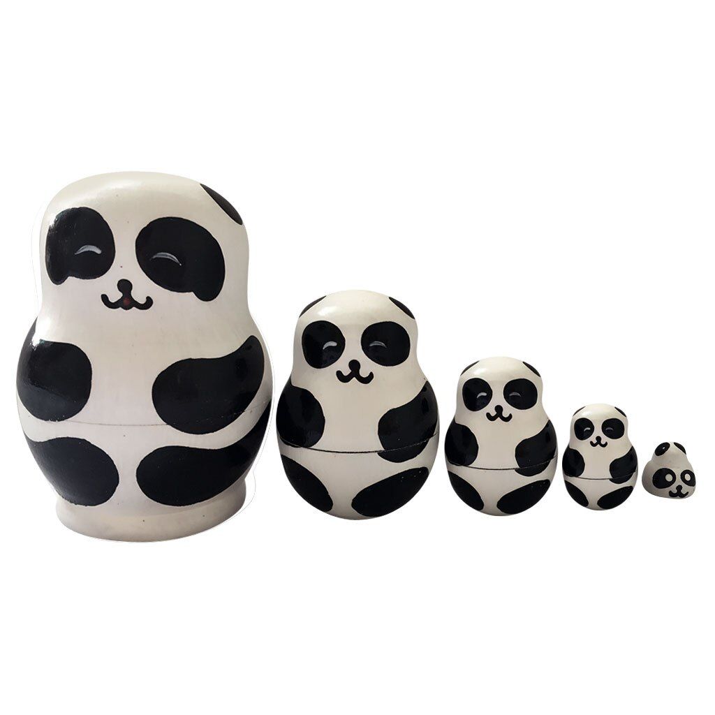 Ensemble De Poupées Russes En Bois, 5 Pièces, Pandas, Collection Matrioshka, Cadeau