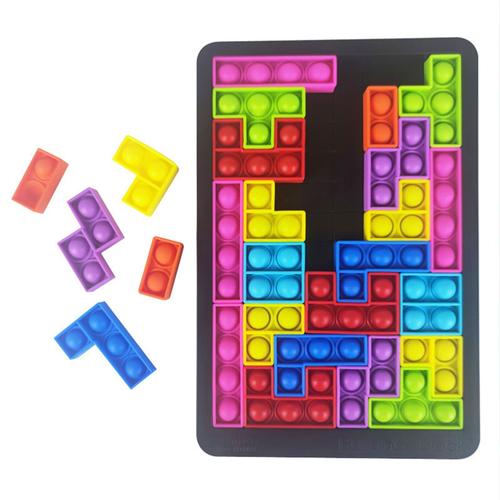 27pcs Tetris Puzzle Jouets Soulager Stress Jouets Anti-Stress Jouets Pousser Bulle Sensorielle Fidget Jouet Pour Soulager L'Autisme