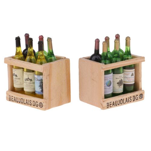 Bouteilles De Bière Et De Vin Miniatures Avec Aimant, Boîte De Rangement En Bois, 1/12 Pièces/12 Pièces, Décoration De Scènes De Vie Pour Maison De Poupée