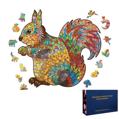 Jouets En Bois Écureuil, Puzzle Animal Amusant, Soulagement Du Stress, Jouet Éducatif En Bois Pour Enfants Garçons Filles Adultes