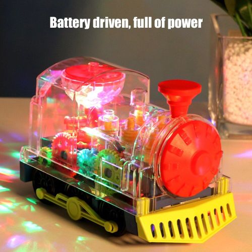 Train De Marche Électrique En Abs Transparent, Avec Musique Légère, Dessin Animé, Engrenage Mécanique Rotatif Clignotant, Jouet Éducatif Précoce
