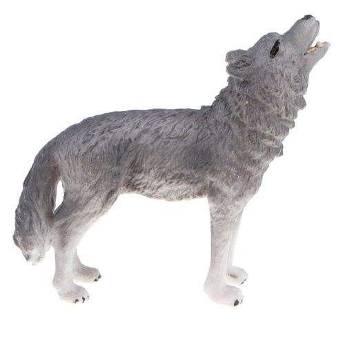 Simulation De Loup Hurlant Gris, Modèle D'Animal Sauvage, Jouet Pour Enfants, Cadeaux De Fête