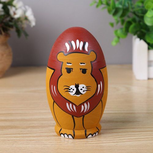 Poupées Lion Matrioshka En Bois, Jouets Peints À La Main, Nidification Russe Pour Enfants, Fournitures D'Anniversaire De Festival
