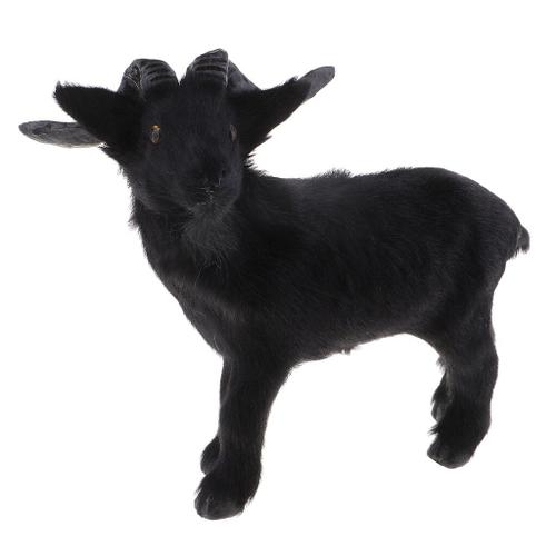 Figurines De Mouton En Peluche, Jouet Noir, Modèle De Chèvre, Simulation Du Zodiaque Chinois