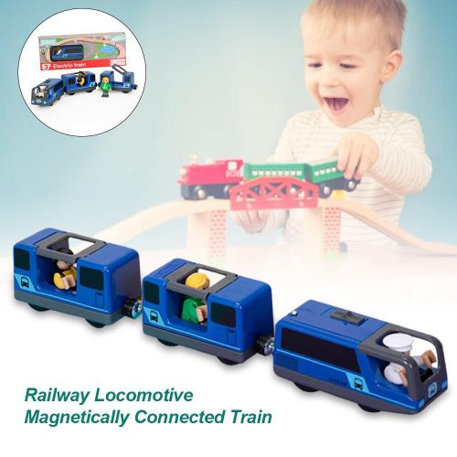 Petit Train Électrique En Jouet Avec Rail Magnétique Pour Enfant, Locomotive Et Chemin De Fer Relié Magnétiquement, Compatible Avec Le Circuit En Bois, Jeu Interactif, Idée Cadeau,
