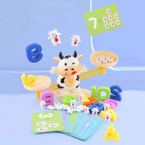 Balance En Forme De Vache Pour Enfant, Jouet Éducatif En Forme De Singe Numérique, Méthode Montessori, Idéal Pour L'Apprentissage Des Maths