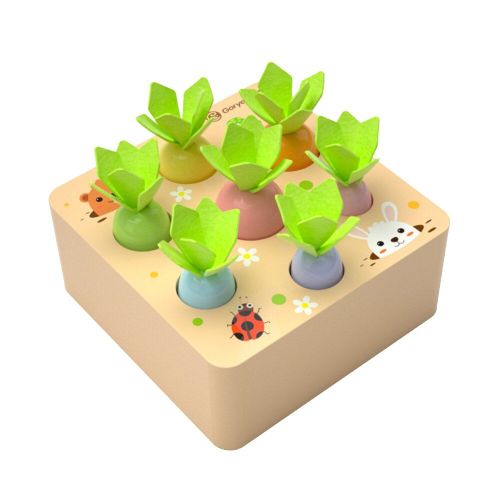 Jouet En Bois Motif Carotte À Tirer Pour Bébé, Taille Correspondant, Éducatif De Cognition, Montessori,