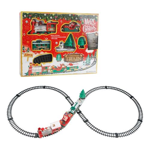 Train Électrique Durable, Modèle Réduit De Train De Noël, Jeu De Train Avec Longue Piste, Sifflet Léger, Musique Pour Fête D'Enfants