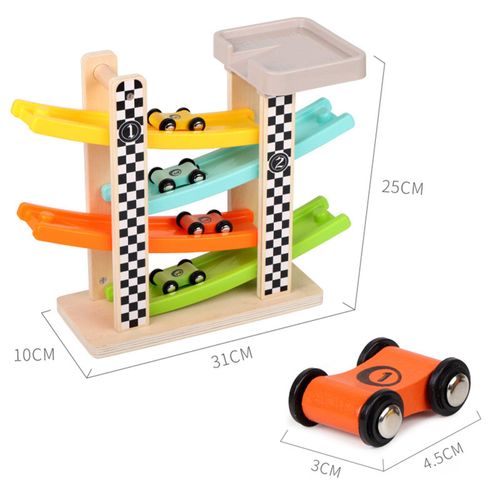 Rampe De Course Pour Enfants, Piste De Course En Bois, Voitures De Course, Jouet, Cadeau Avec 4 Voitures, Jouets Pour Enfants