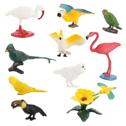 Mini Oiseau Modèle Perroquet Egrette Toucan Enfants Modèle Monde Solide 10 Pièces