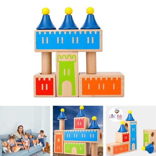 Puzzle Créatif En Bois Naturel Pour Enfants, Château À Empiler, Maternelle