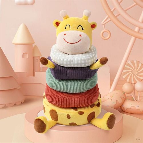 Anneau À Empiler Girafe En Peluche Pour Enfants, Nouveau Jouet Éducatif Pour Bébés, Puzzle, Poupée Mignonne, Hochets Mobiles En Peluche Douce