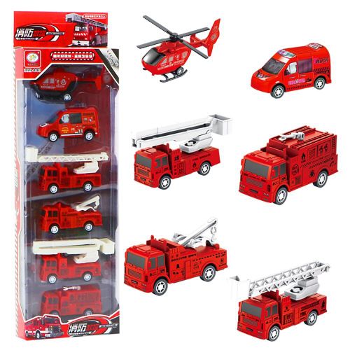 Kit De Voiture D'Ingénierie À Inertie, Véhicule De Course De L'Armée, Pelleteuse, Modèle D'Avion, Tracteur Pour Enfant, Camion De Pompiers, Jouet Amusant, Cadeau D'Anniversaire, 6 Pièc