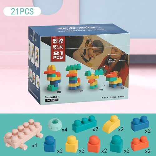 Briques En Caoutchouc De Grande Taille Pour Bébé, Jouets Blocs De Construction, Bricolage, Grande Brique Douce Éducative Précoce, Jouet De Bain Pour Tout-Petit