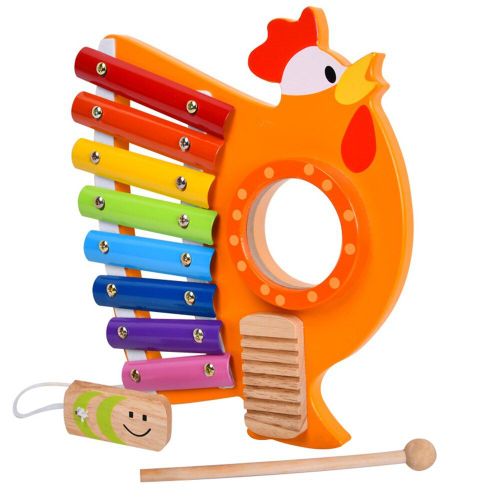 Jouet De Piano 3 En 1 Pour Enfants, En Bois, Huit Tons, Coq Xylophone, Musical, Coups À La Main