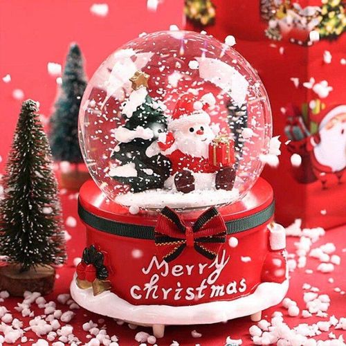 Boîte À Musique De Noël, Nouveau Design, Neige Avec Les Mots «Joyeux Noël», Une Boule De Cristal, Cadeau Pour Amis Et Copines