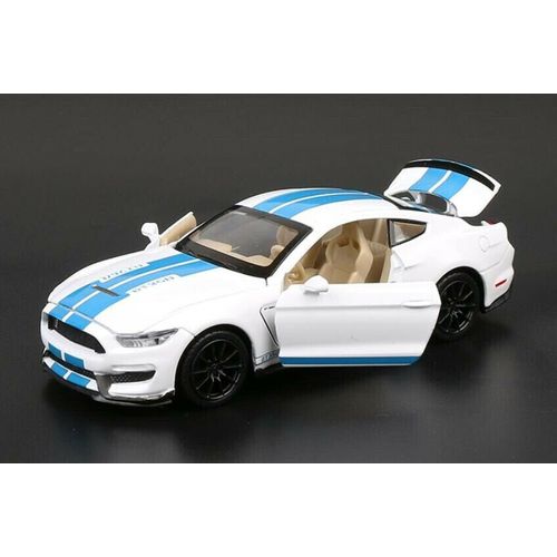 Jouets De Voiture Pour Enfants, Modèle Moulé Sous Pression, Ford Mustang Shelby Gt350, Son Et Lumière, Blanc/Rouge/Bleu, Cadeaux Pour Garçons Et Filles, 1/32