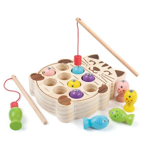 Jeu De Pêche Magnétique En Bois Pour Enfants, 13 Pièces, Puzzle, Chat Mignon, Nouveaux Jouets Précoces