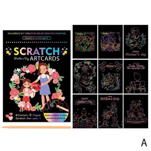 1set Arc-En-Ciel Magique Couleur Rayure Peinture D'Art Papier Carte Dessin Noël Mère Jouets Éducatifs Enfants Jour Kit De Carte Hallo I2w9