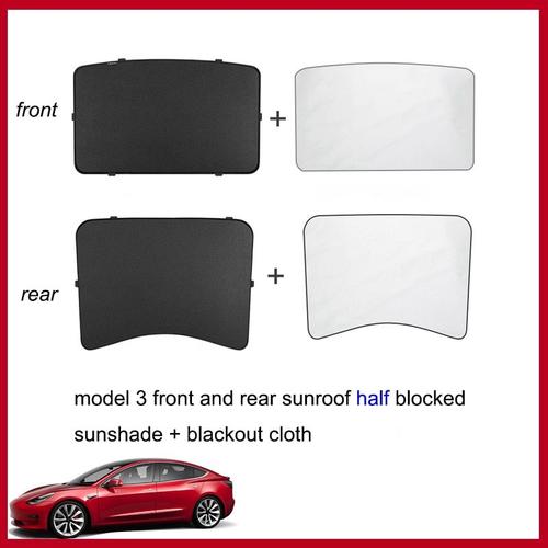 Pare-soleil de toit ouvrant de voiture,pare-soleil pour Tesla Model 3 Y -  Type half block blackout3
