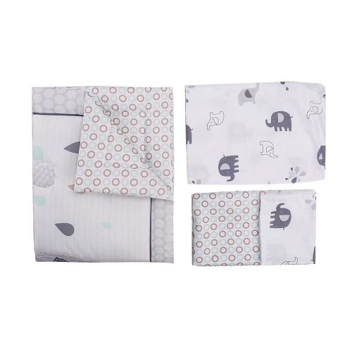 Parure De Lit Thème Éléphant Pour Bébé, Ensemble De Literie, Berceau, Couette, Drap, Jupe, Drap, Design Animal, Soins, 3 Pièces/Ensemble